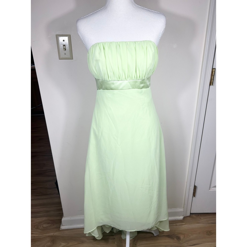 VTG Alfred Angelo Strapless High-Low Gown Y2K Women Lime Green Prom HOCO NO SIZE